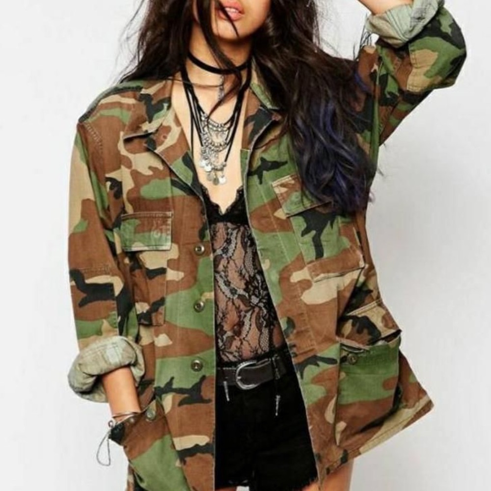 Camouflage Air Force Button Down Utility Coat